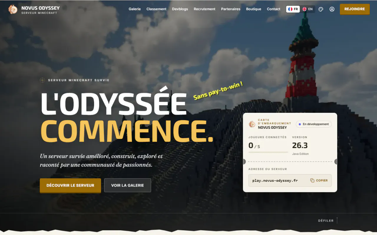 Devblog : un nouveau site pour Novus Odyssey